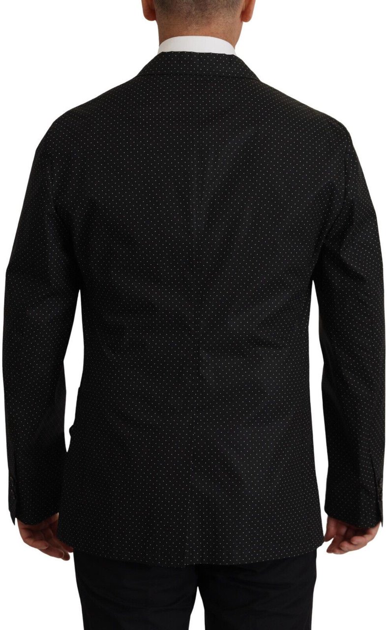 Dolce & Gabbana Black Polka Dotted Cotton Blazer Jacket Zwart