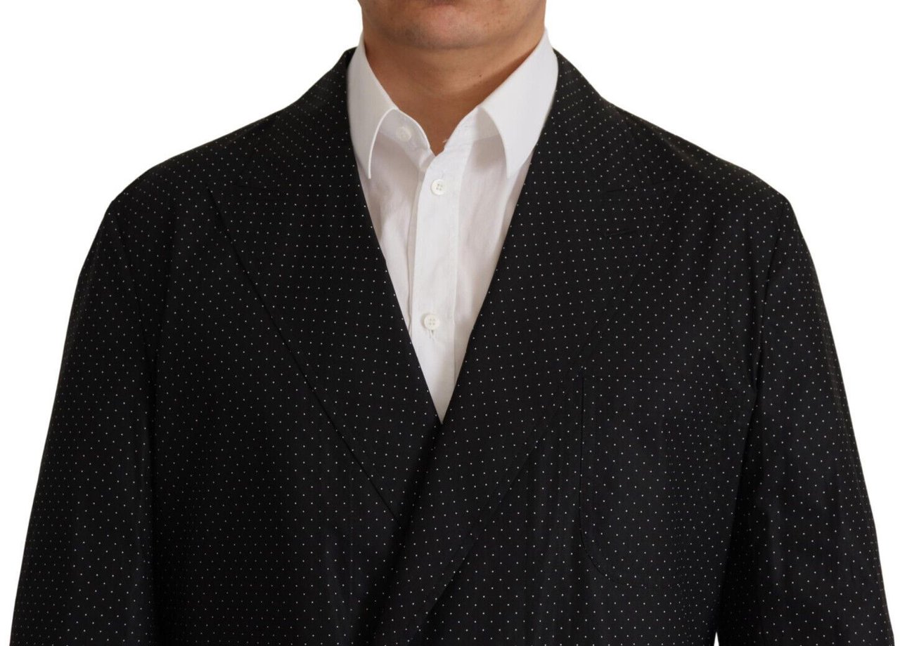 Dolce & Gabbana Black Polka Dotted Cotton Blazer Jacket Zwart