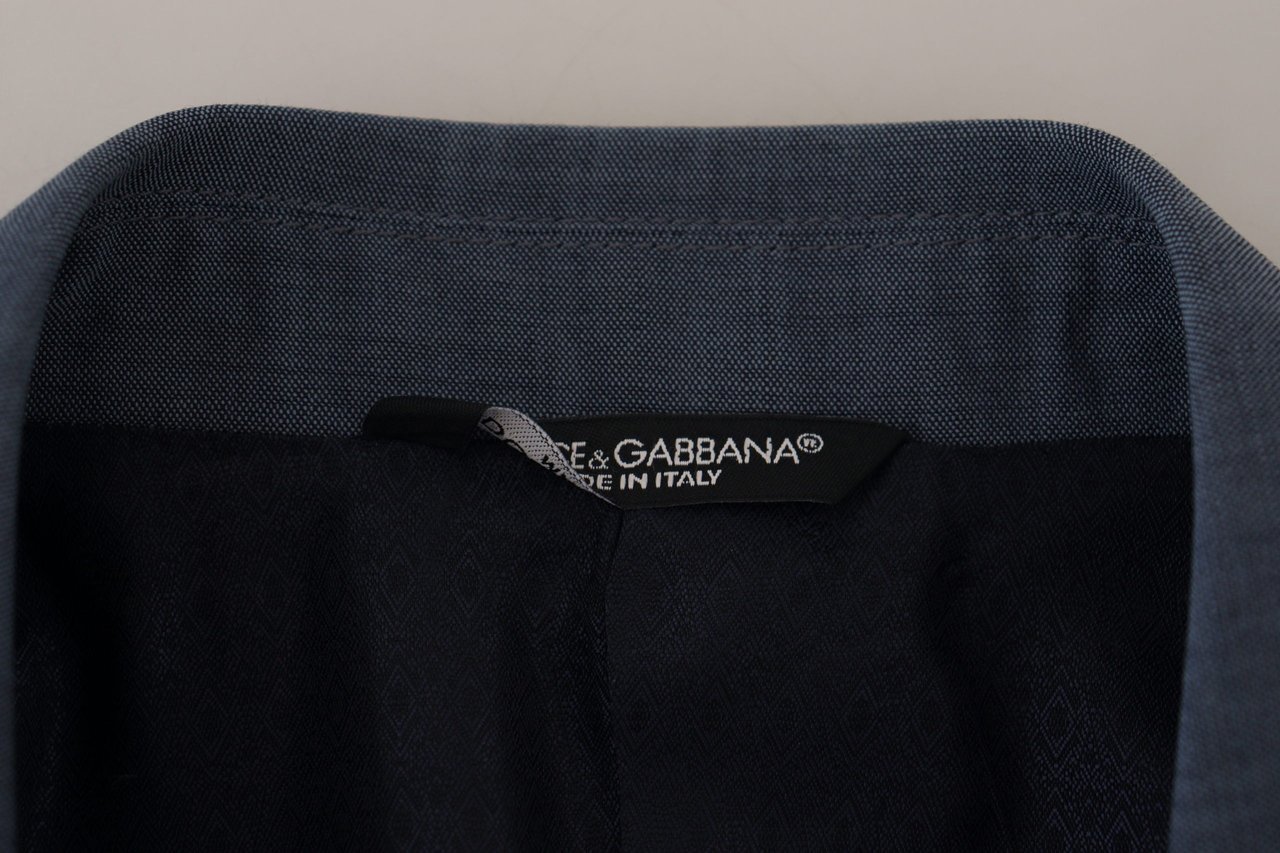 Dolce & Gabbana Blue Wool Stretch Slim Fit Jacket Blazer Blauw