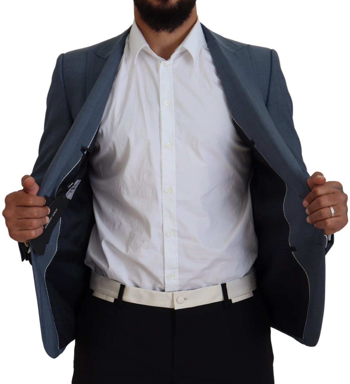 Dolce & Gabbana Blue Wool Stretch Slim Fit Jacket Blazer Blauw