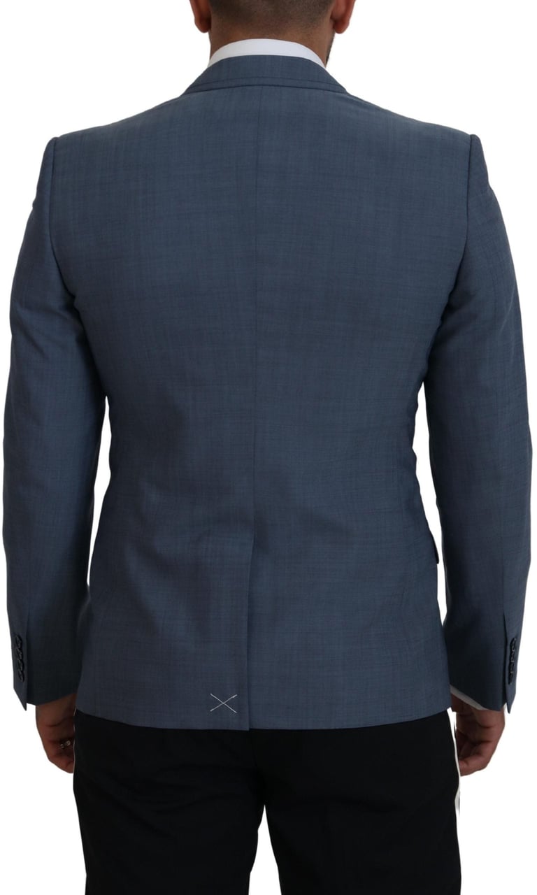 Dolce & Gabbana Blue Wool Stretch Slim Fit Jacket Blazer Blauw