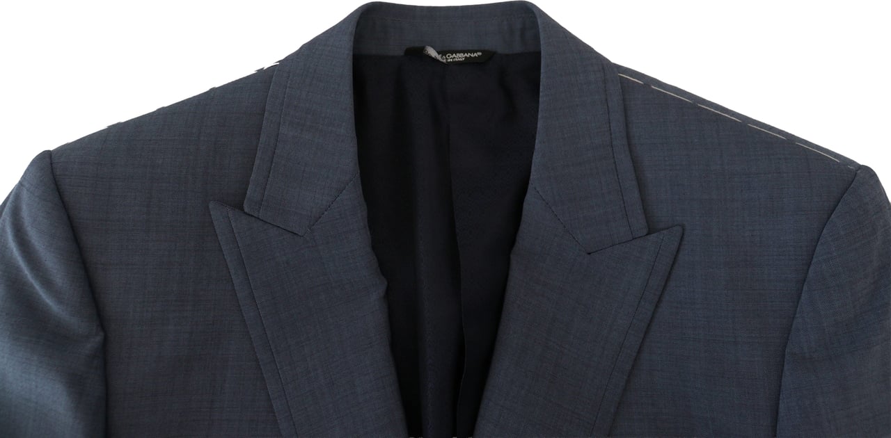 Dolce & Gabbana Blue Wool Stretch Slim Fit Jacket Blazer Blauw
