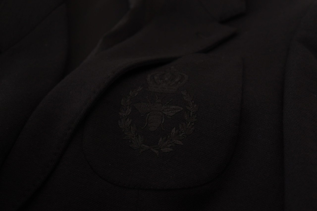 Dolce & Gabbana Black Wool Crown Slim Fit Jacket Blazer Zwart