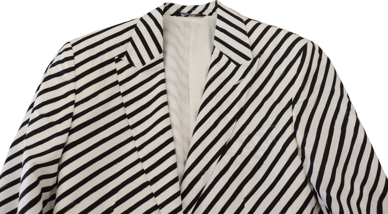 Dolce & Gabbana White Black Striped Slim Fit Jacket Blazer Divers