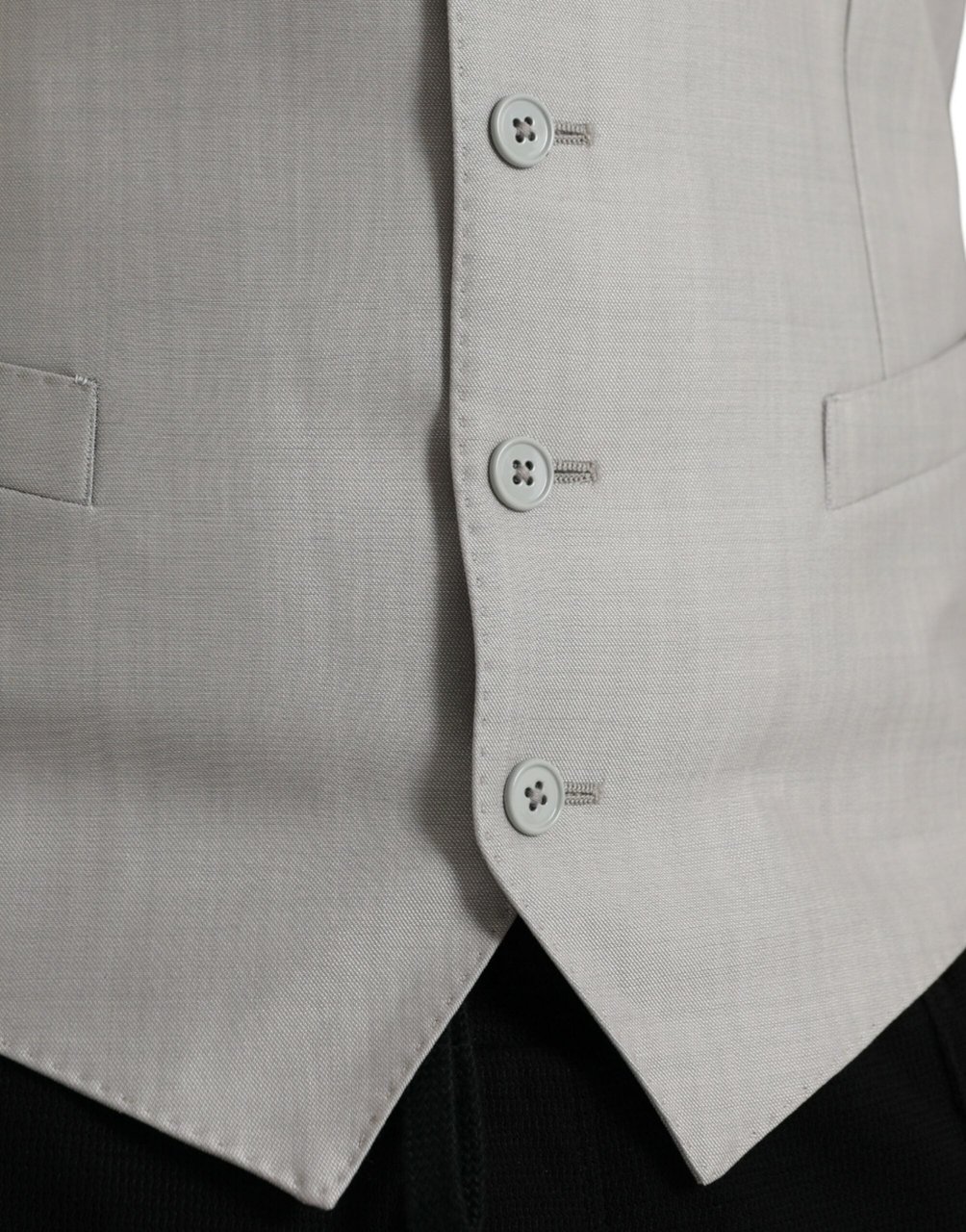 Dolce & Gabbana Light Gray Wool Formal Dress Waistcoat Vest Grijs