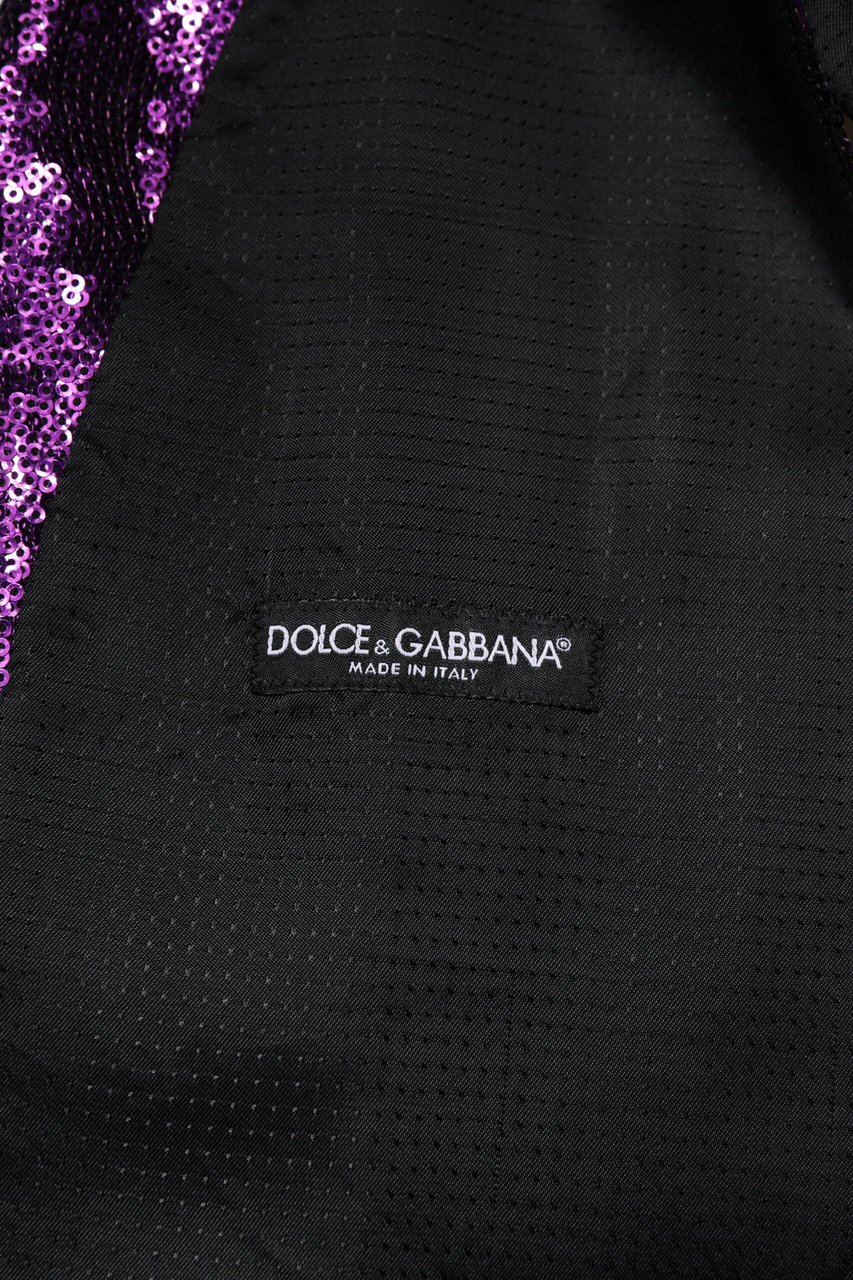 Dolce & Gabbana Purple Sequined Dress Formal Waistcoat Vest Paars