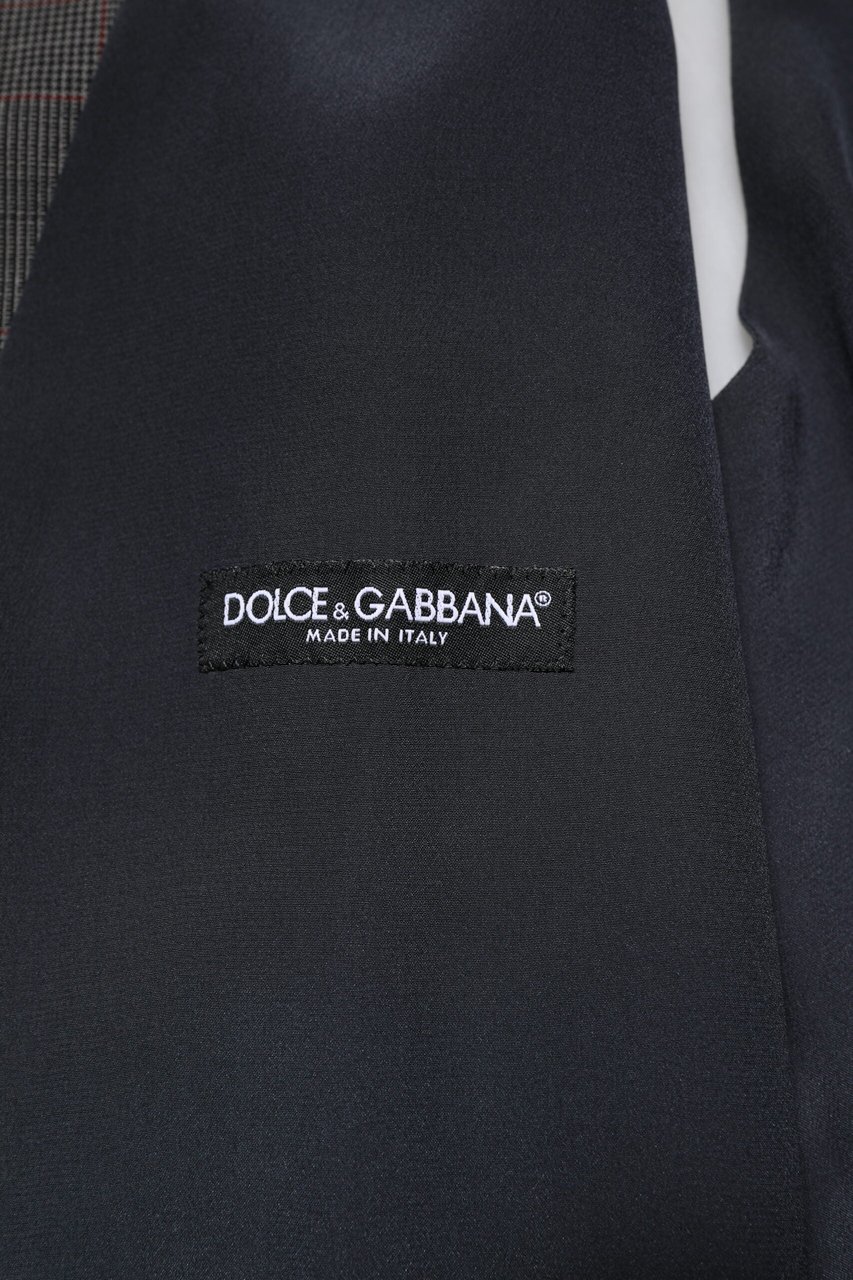 Dolce & Gabbana Gray Plaid Wool Formal Dress Waistcoat Vest Grijs