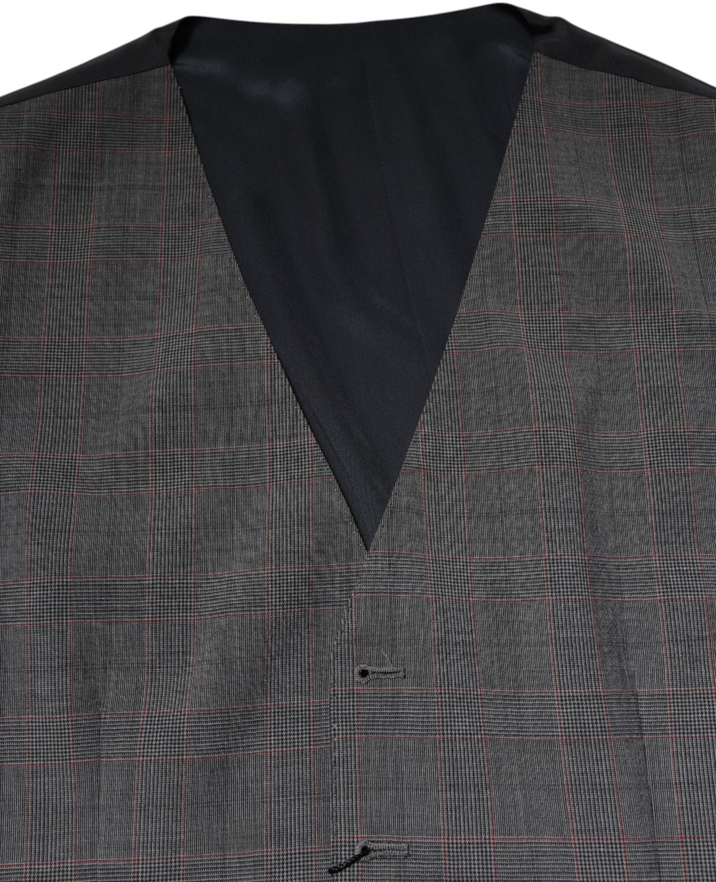 Dolce & Gabbana Gray Plaid Wool Formal Dress Waistcoat Vest Grijs