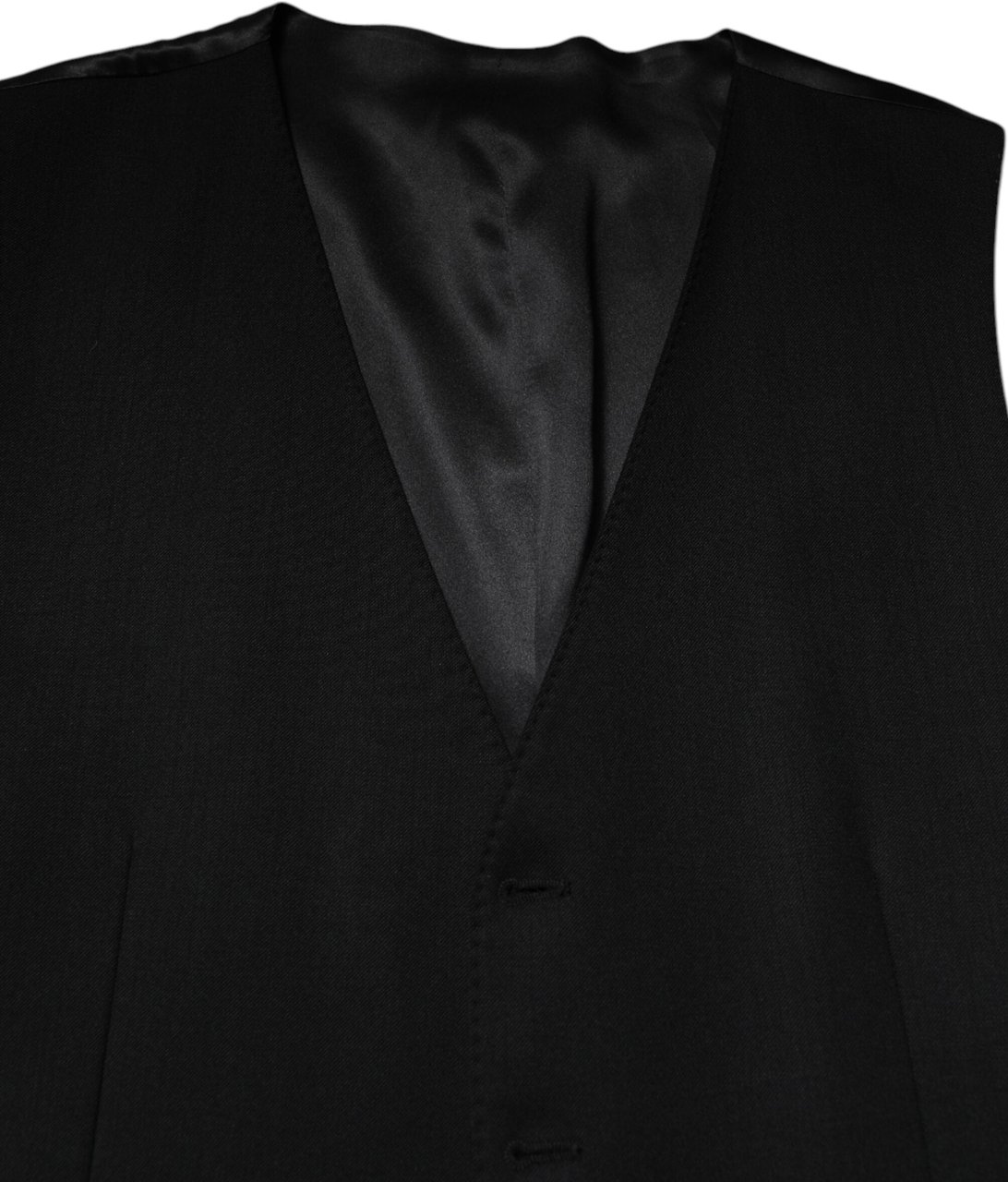 Dolce & Gabbana Black Wool Dress Formal Men Waistcoat Vest Zwart