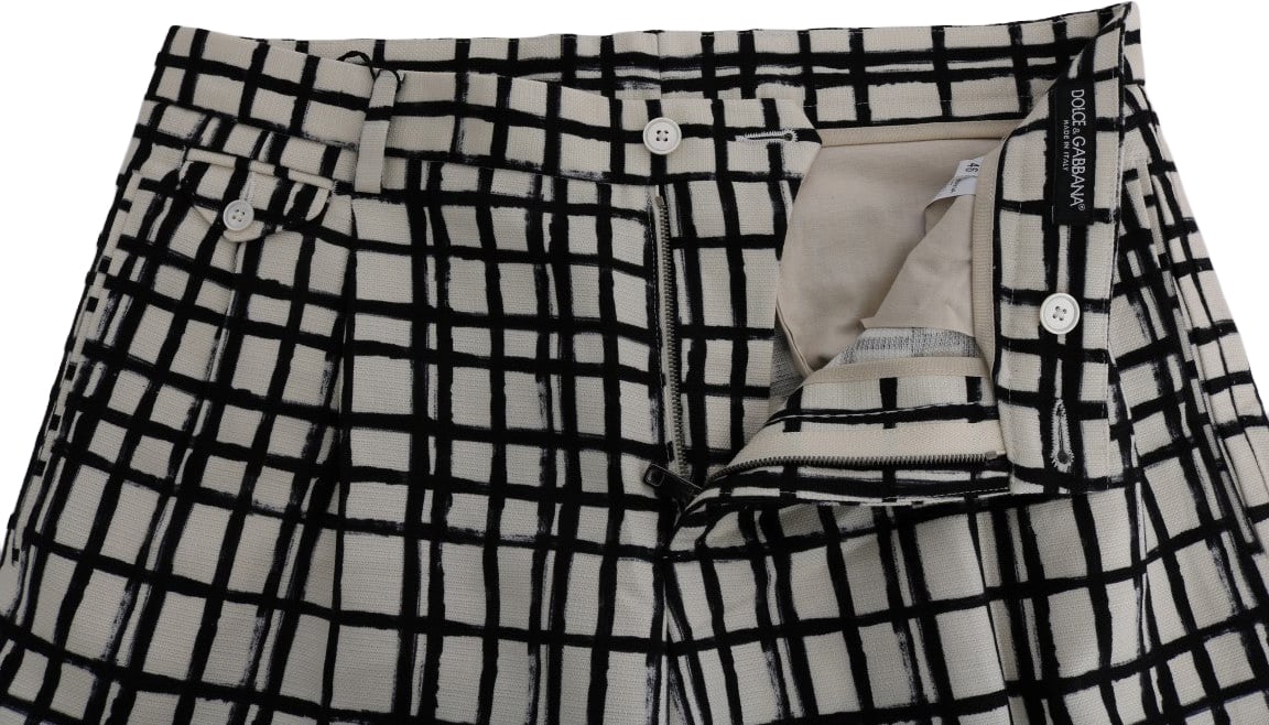Dolce & Gabbana White Black Striped Casual Shorts Zwart