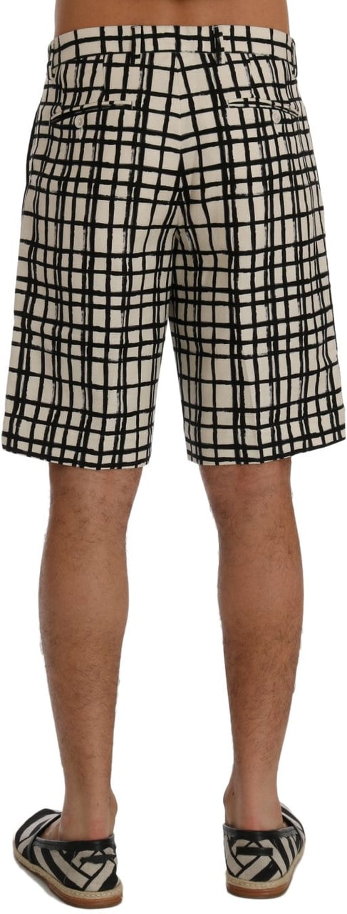 Dolce & Gabbana White Black Striped Casual Shorts Zwart