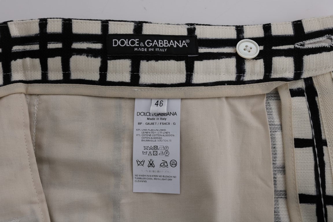 Dolce & Gabbana White Black Striped Casual Shorts Zwart