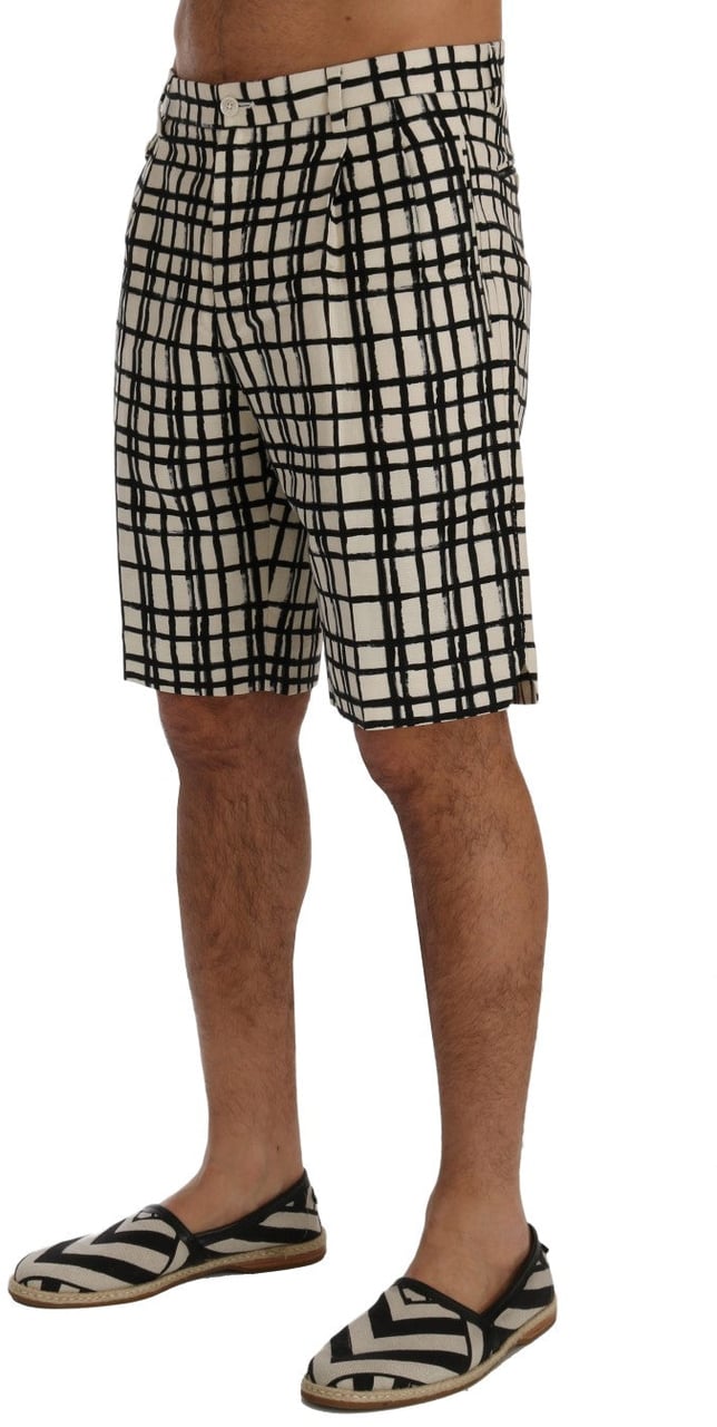 Dolce & Gabbana White Black Striped Casual Shorts Zwart