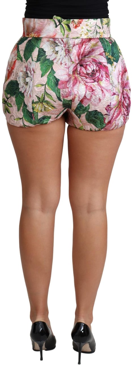 Dolce & Gabbana Pink Cotton Floral Print Hot Pants Short Roze