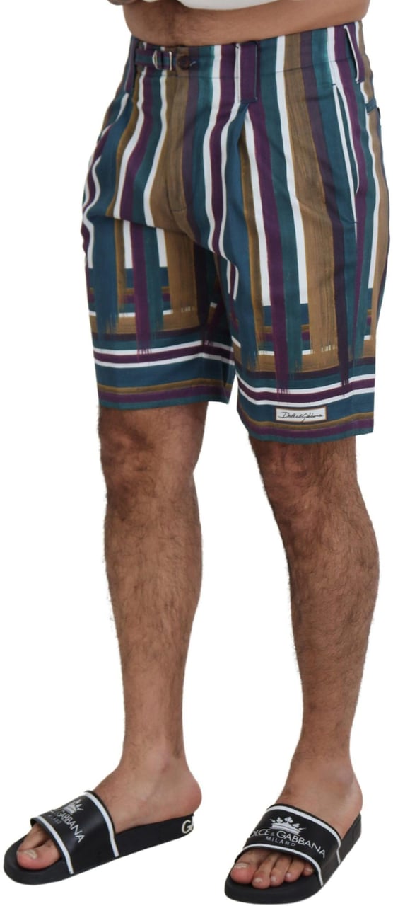 Dolce & Gabbana Multicolor Striped Stretch Cotton Shorts Divers