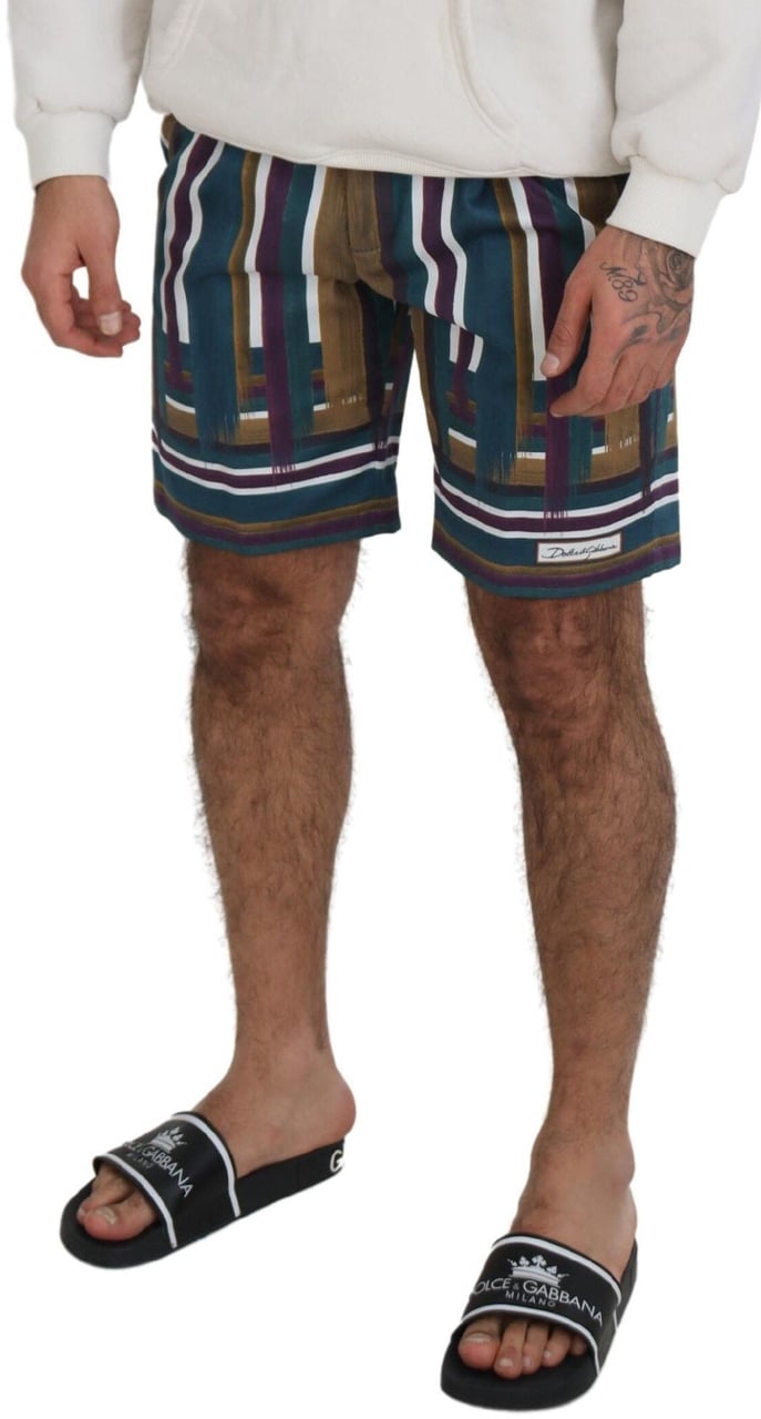 Dolce & Gabbana Multicolor Striped Stretch Cotton Shorts Divers