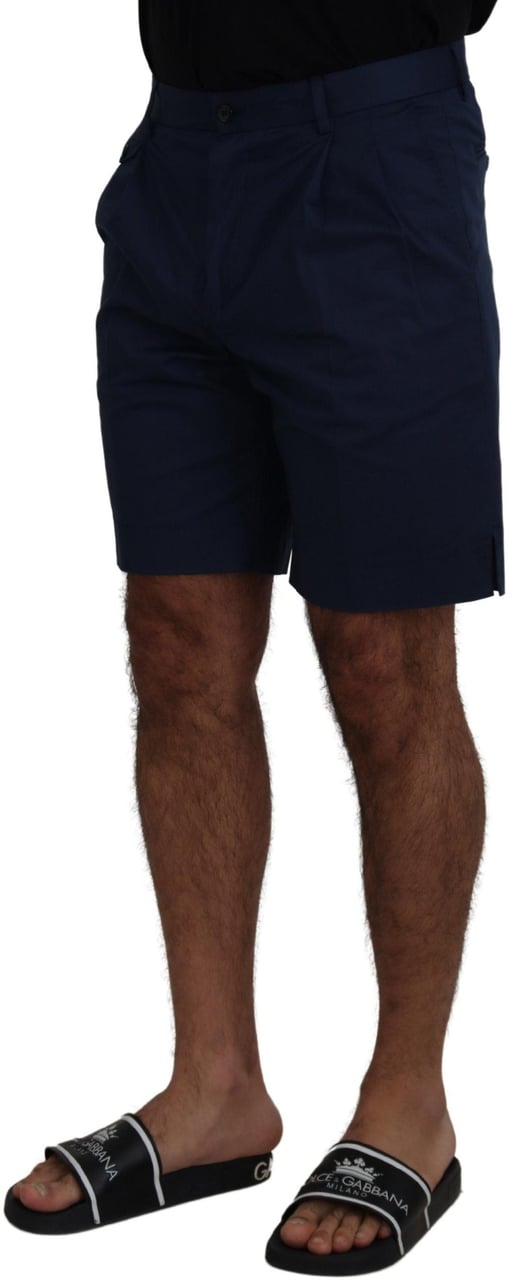 Dolce & Gabbana Blue Chinos Cotton Stretch Casual Shorts Blauw