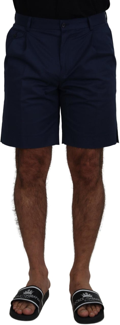 Dolce & Gabbana Blue Chinos Cotton Stretch Casual Shorts Blauw