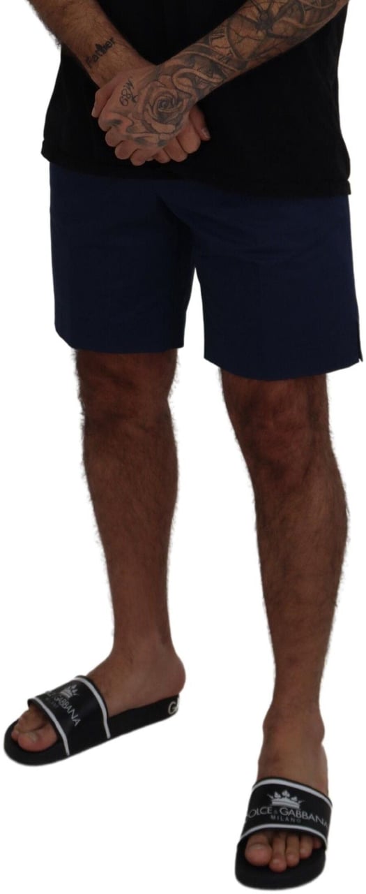 Dolce & Gabbana Blue Chinos Cotton Stretch Casual Shorts Blauw