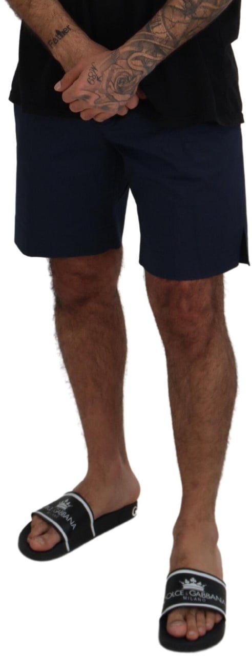Dolce & Gabbana Blue Chinos Cotton Stretch Casual Shorts Blauw