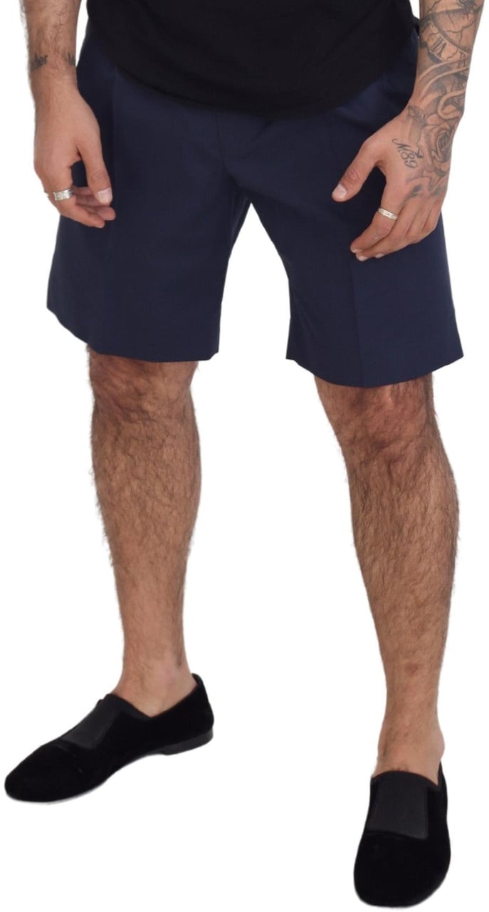 Dolce & Gabbana Blue Chinos Cotton Stretch Casual Shorts Blauw