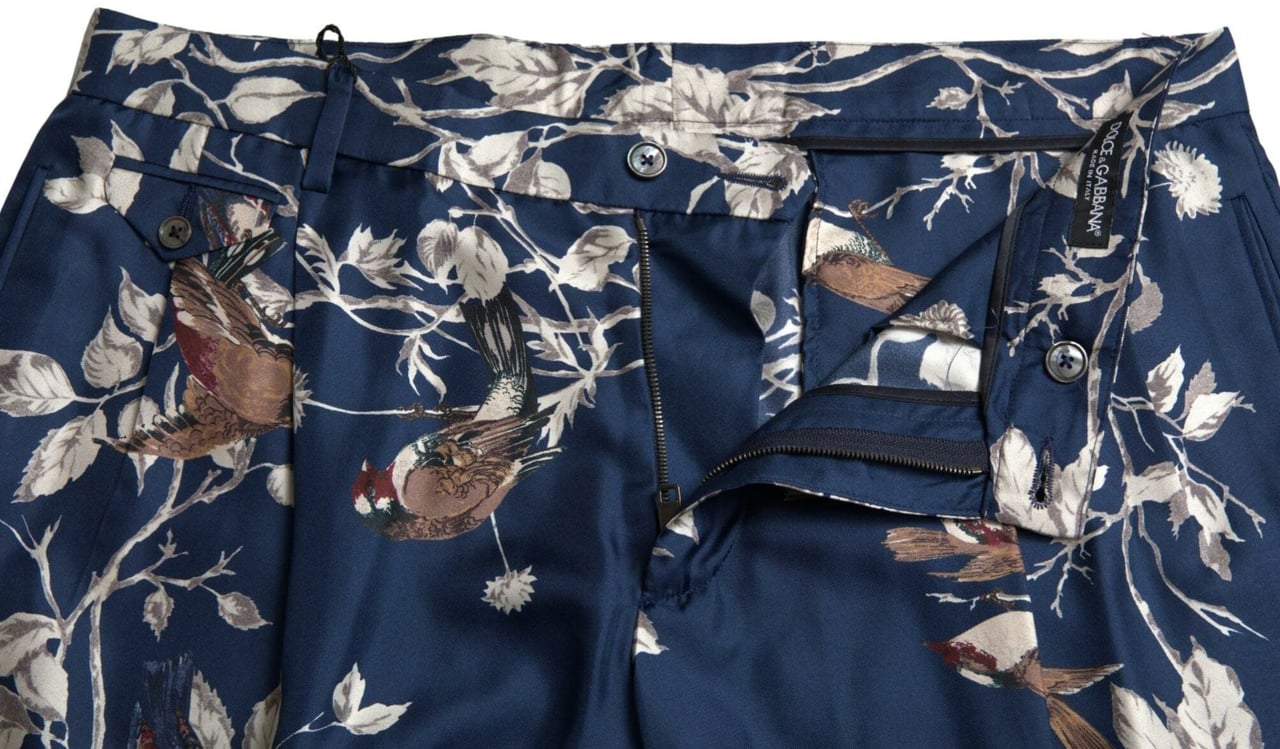 Dolce & Gabbana Blue Floral Print Silk Men Bermuda Shorts Blauw