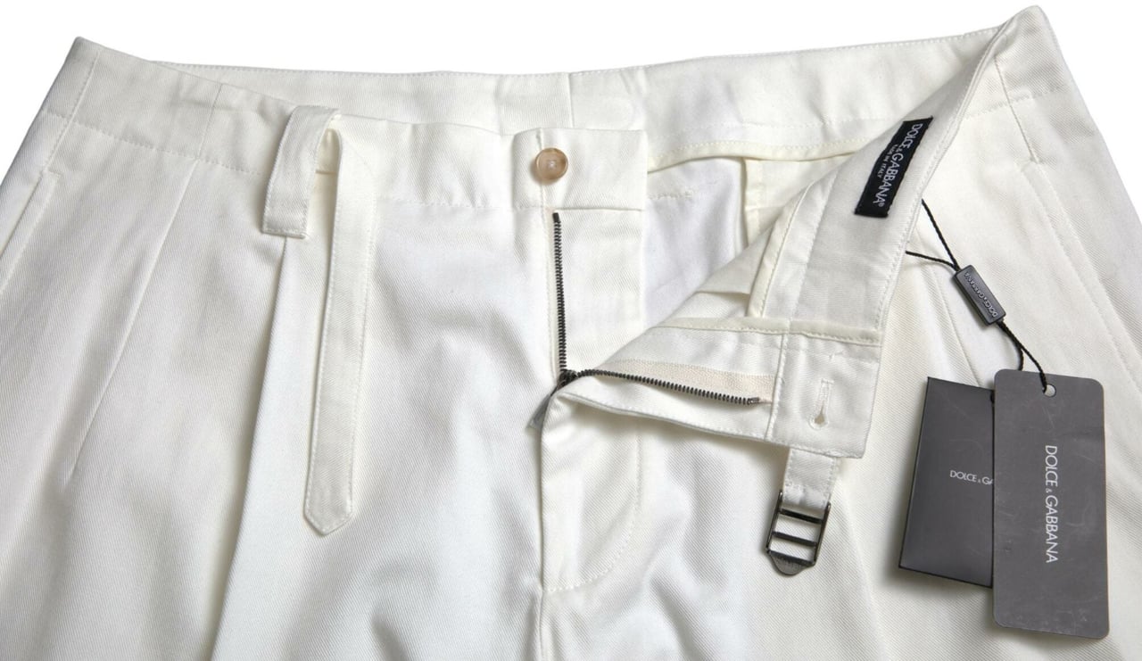 Dolce & Gabbana White Cotton Stretch Men Bermuda Denim Shorts Wit