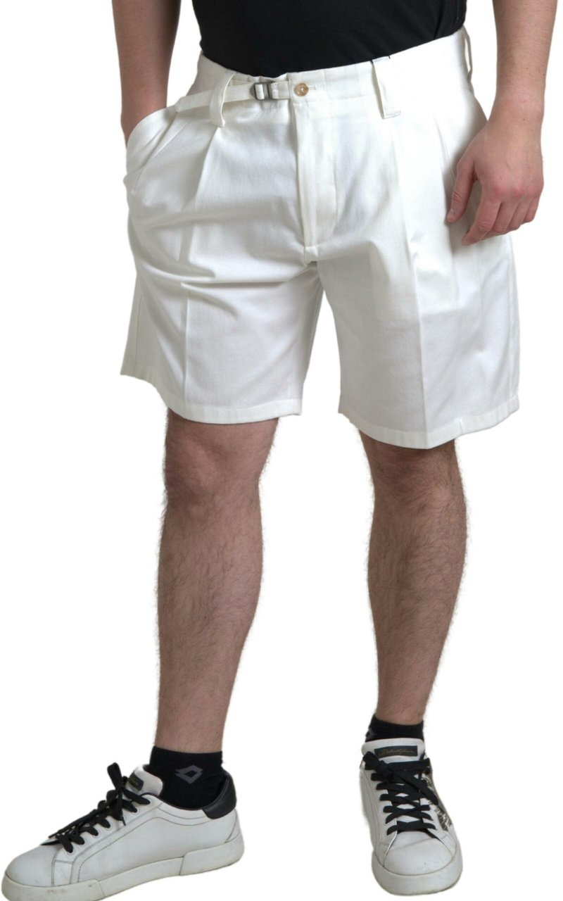 Dolce & Gabbana White Cotton Stretch Men Bermuda Denim Shorts Wit