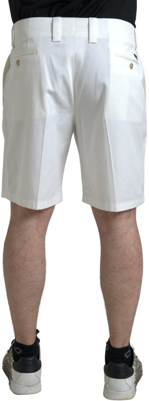 Dolce & Gabbana White Cotton Stretch Men Bermuda Denim Shorts Wit