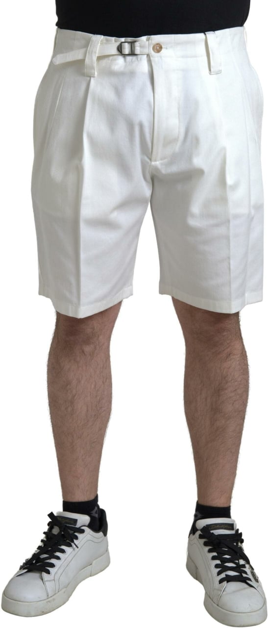 Dolce & Gabbana White Cotton Stretch Men Bermuda Denim Shorts Wit