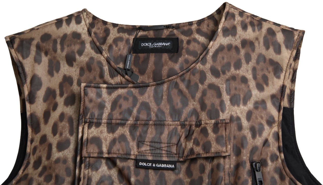 Dolce & Gabbana Brown Leopard Silk Sleeveless Sportswear Bruin