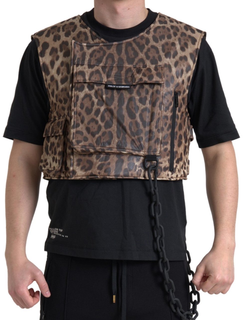Dolce & Gabbana Brown Leopard Silk Sleeveless Sportswear Bruin