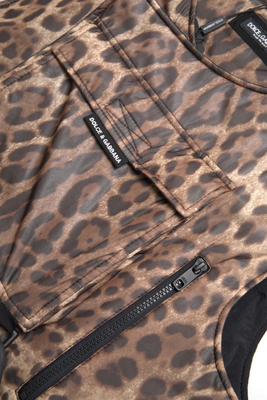 Dolce & Gabbana Brown Leopard Silk Sleeveless Sportswear Bruin