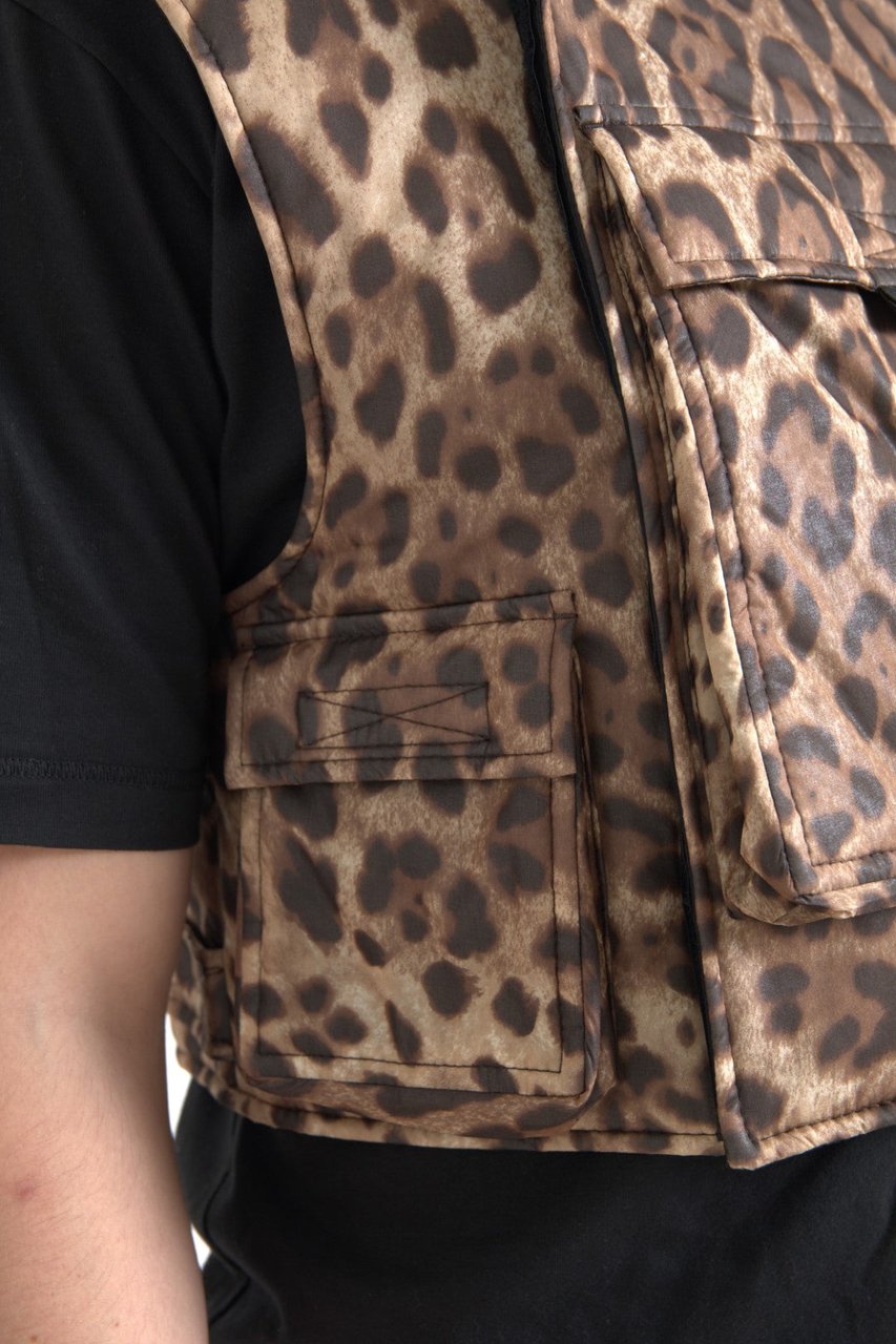 Dolce & Gabbana Brown Leopard Silk Sleeveless Sportswear Bruin