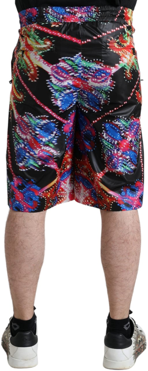 Dolce & Gabbana Multicolor Luminarie Print Men Bermuda Shorts Divers