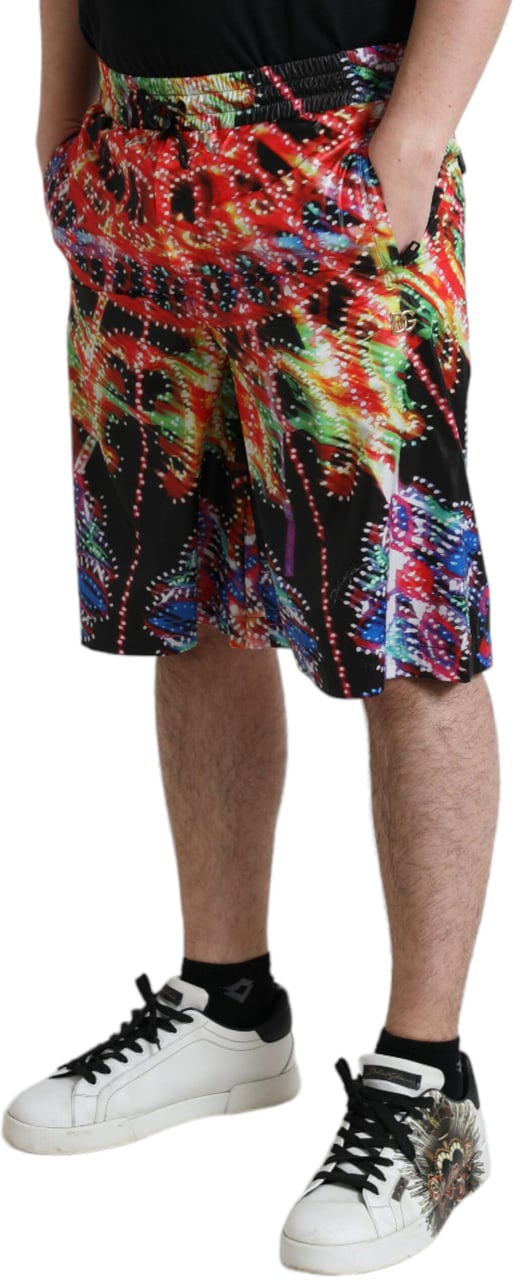 Dolce & Gabbana Multicolor Luminarie Print Men Bermuda Shorts Divers