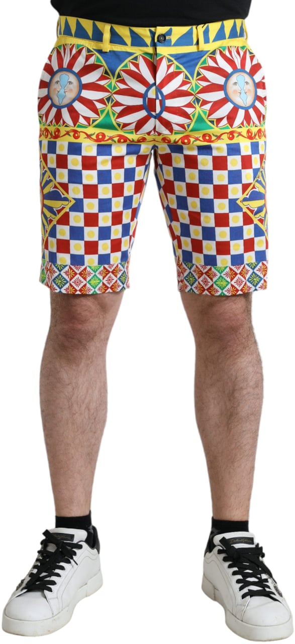 Dolce & Gabbana Multicolor Carretto Print Men Bermuda Shorts Divers