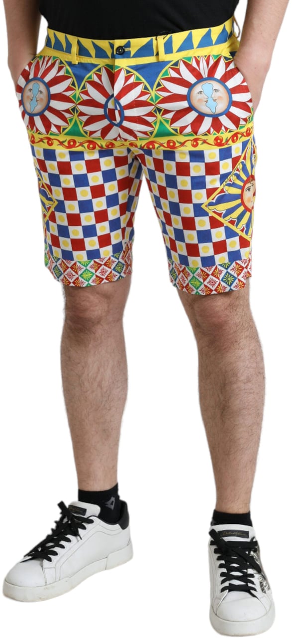 Dolce & Gabbana Multicolor Carretto Print Men Bermuda Shorts Divers