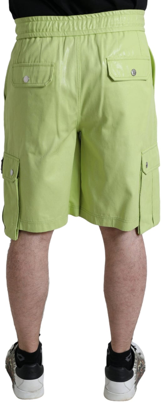 Dolce & Gabbana Light Green Cotton Men Cargo Bermuda Shorts Groen