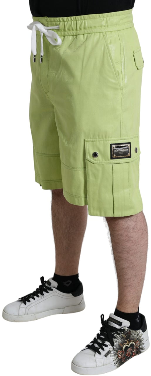 Dolce & Gabbana Light Green Cotton Men Cargo Bermuda Shorts Groen