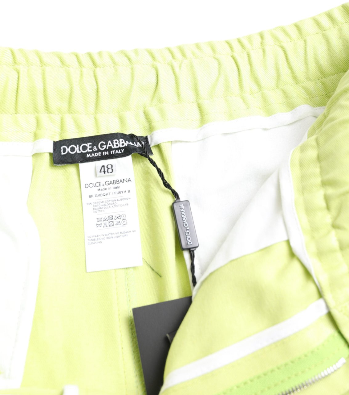 Dolce & Gabbana Light Green Cotton Men Cargo Bermuda Shorts Groen
