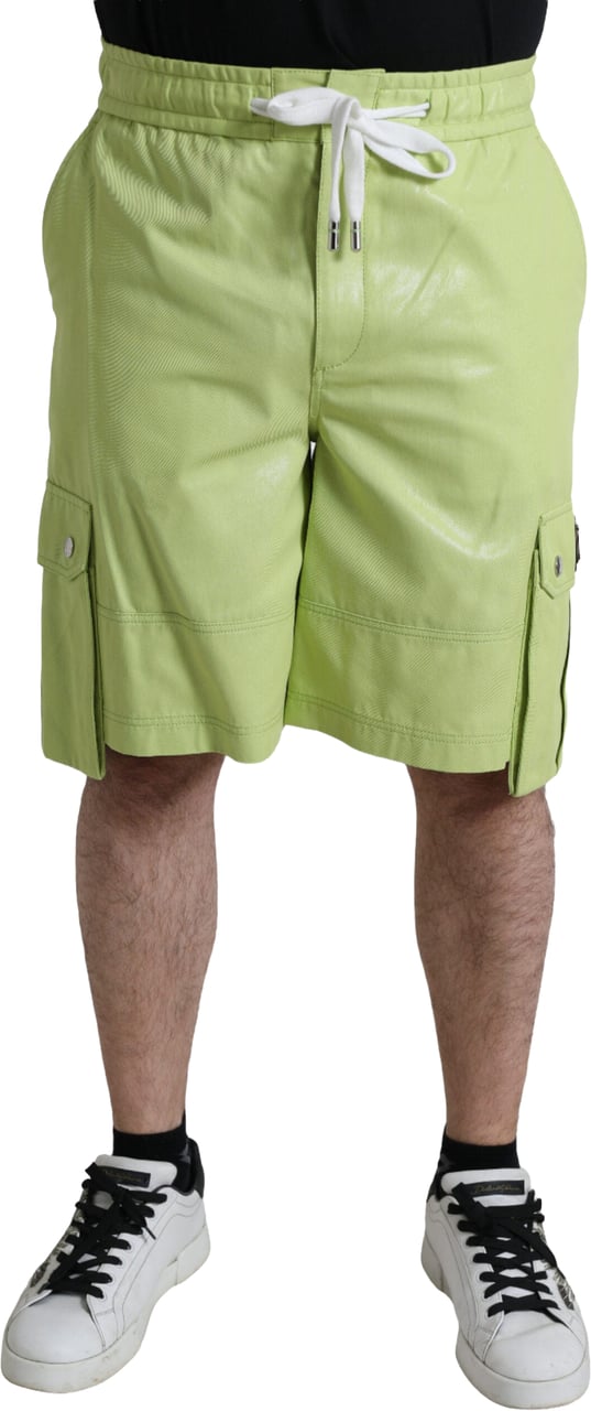 Dolce & Gabbana Light Green Cotton Men Cargo Bermuda Shorts Groen