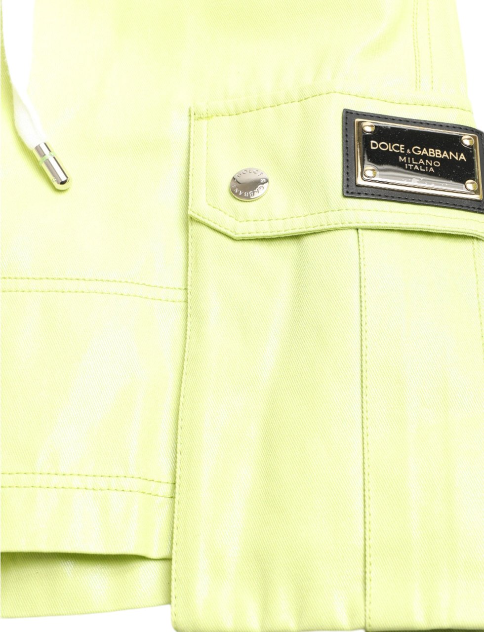 Dolce & Gabbana Light Green Cotton Men Cargo Bermuda Shorts Groen