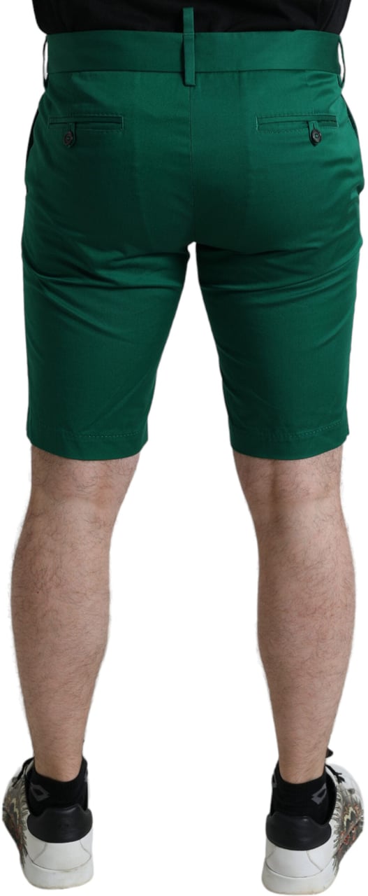 Dolce & Gabbana Deep Green Cotton Stretch Men Bermuda Shorts Groen