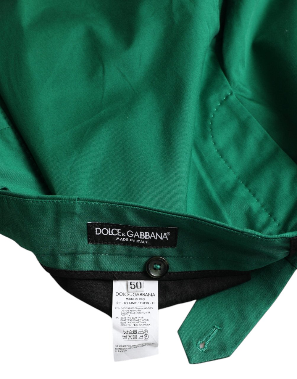 Dolce & Gabbana Deep Green Cotton Stretch Men Bermuda Shorts Groen