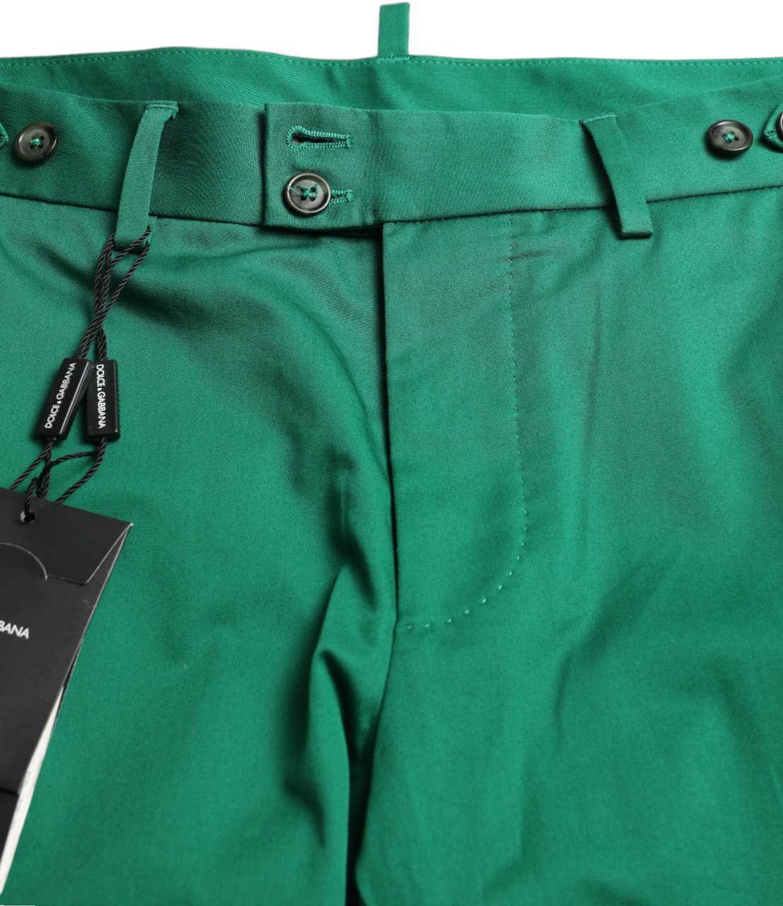 Dolce & Gabbana Deep Green Cotton Stretch Men Bermuda Shorts Groen