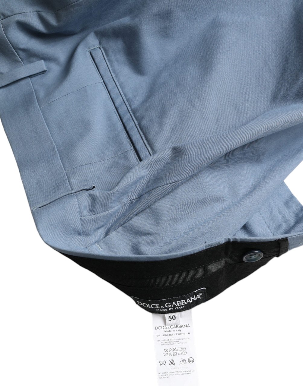 Dolce & Gabbana Sky Blue Cotton Folded Hem Men Bermuda Shorts Blauw
