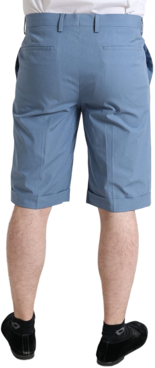 Dolce & Gabbana Sky Blue Cotton Folded Hem Men Bermuda Shorts Blauw
