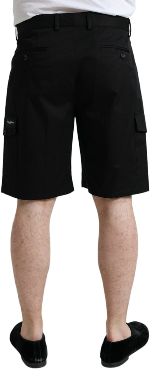 Dolce & Gabbana Black Cotton Stretch Cargo Bermuda Shorts Zwart