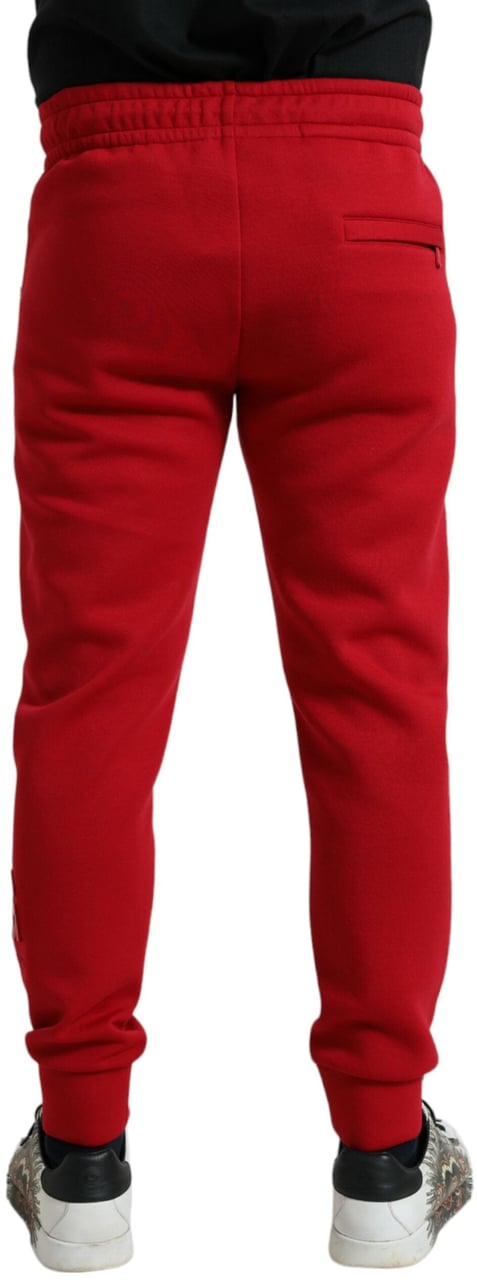 Dolce & Gabbana Red Cotton Blend Skinny Jogger Pants Rood